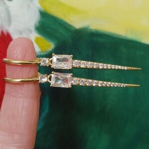 Vintage Gold & Diamond Spike on Small Hoop Earrings